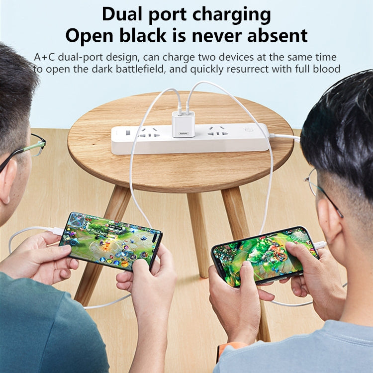 REMAX RP-U68 20W USB+USB-C/Type-C Dual Interface Fast Charger Set, Specification:EU Plug(White) - USB Charger by REMAX | Online Shopping UK | buy2fix