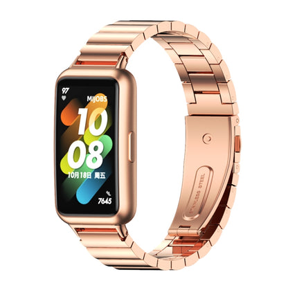 For Huawei Band 7 / 7 NFC Mijobs Bamboo Stainless Steel Metal Watch Band(Rose Gold) - Watch Bands by MIJOBS | Online Shopping UK | buy2fix