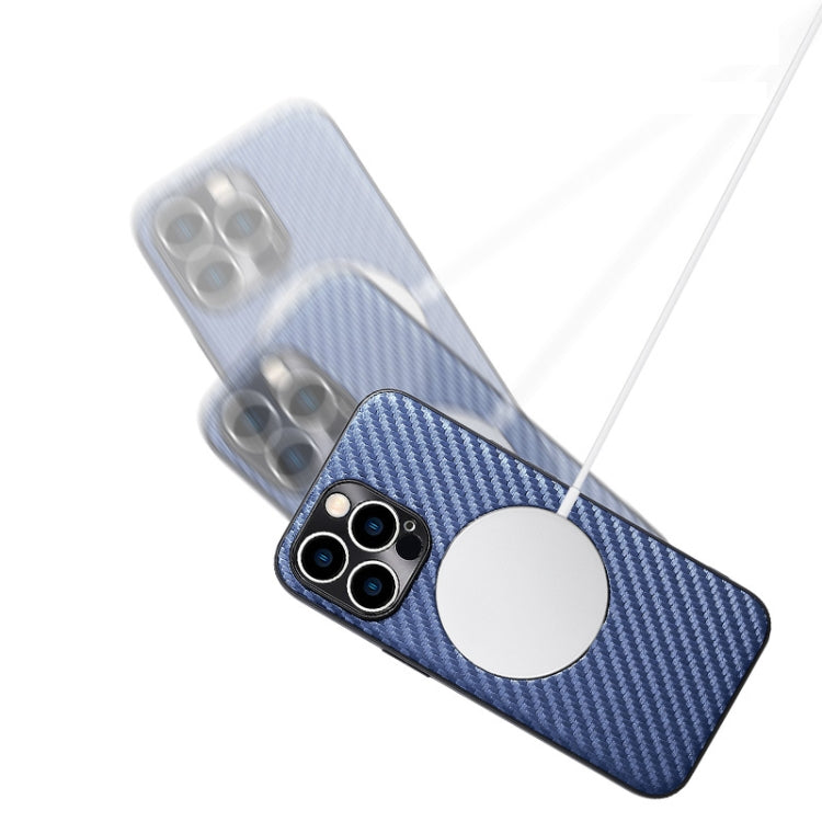 For iPhone 14 MagSafe Magnetic Carbon Fiber Texture Phone Case (Blue) - iPhone 14 Cases by buy2fix | Online Shopping UK | buy2fix