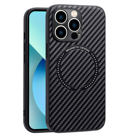 For iPhone 13 Pro Carbon Fiber Texture MagSafe Magnetic Phone Case (Black) - iPhone 13 Pro Cases by buy2fix | Online Shopping UK | buy2fix