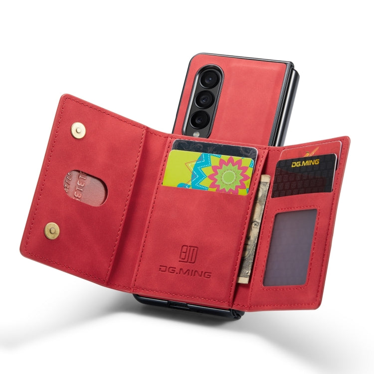 For Samsung Galaxy Z Fold4 DG.MING M2 Series 3-Fold Multi Card Bag Phone Case(Red) - Galaxy Z Fold4 5G Cases by DG.MING | Online Shopping UK | buy2fix