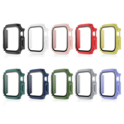 Screen Tempered Glass Film Armor Waterproof Watch Case For Apple Watch Series 8&7 45mm(Black) - Watch Cases by buy2fix | Online Shopping UK | buy2fix