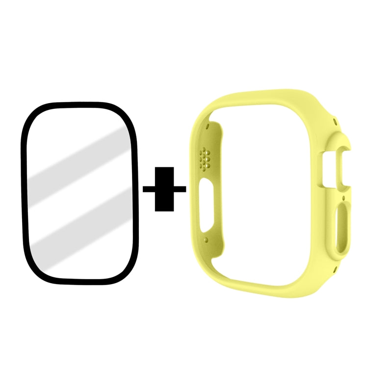 Tempered Glass Film Frosted PC Watch Case For Apple Watch Ultra 49mm / Apple Watch Ultra 2 49mm(Yellow) - Watch Cases by buy2fix | Online Shopping UK | buy2fix