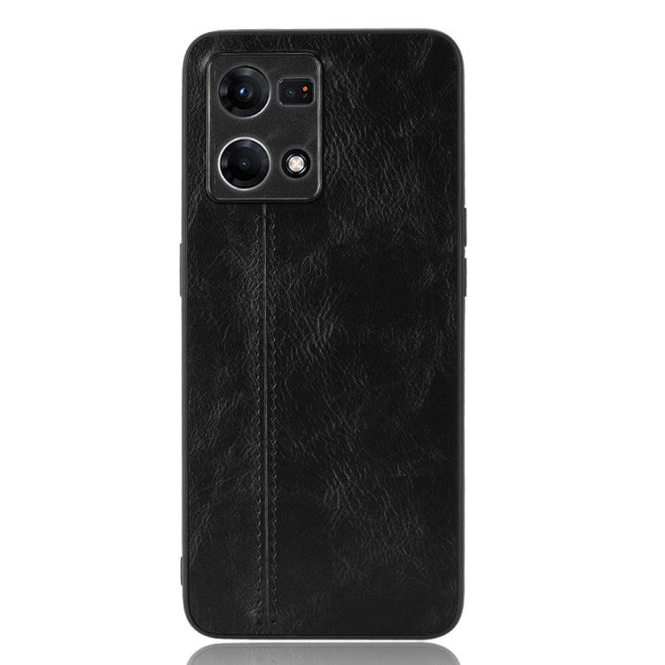 For OPPO Reno7 4G Sewing Cow Pattern Skin PC + PU + TPU Case(Black) - OPPO Cases by buy2fix | Online Shopping UK | buy2fix