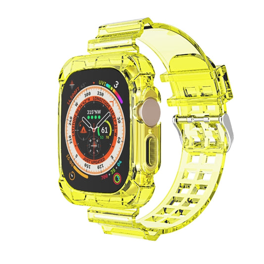 For Apple Watch Ultra 49mm Glacier Transparent TPU Integrated Watch Band(Yellow) - Watch Bands by buy2fix | Online Shopping UK | buy2fix