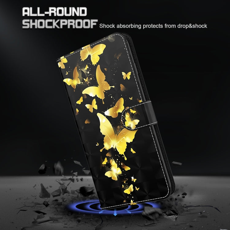 For OPPO Reno7 5G/Find X5 Lite 3D Painting Pattern TPU + PU Leather Phone Case(Gold Butterfly) - OPPO Cases by buy2fix | Online Shopping UK | buy2fix