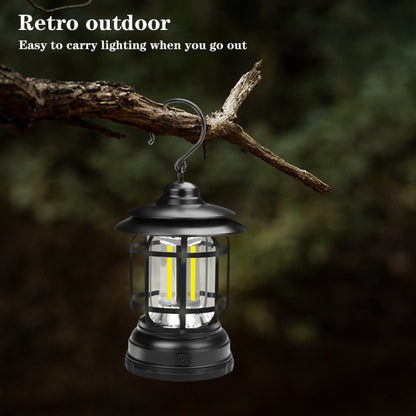 Portable Retro Hanging Lamp Lantern Camping Tent Light, Type:USB Charging(Black) - Camping Lighting by buy2fix | Online Shopping UK | buy2fix