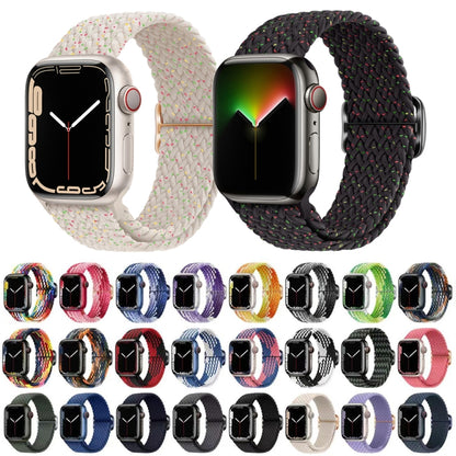 Buckle Nylon Braided Watch Band For Apple Watch Series 8&7 41mm / SE 2&6&SE&5&4 40mm / 3&2&1 38mm(Black White) - Watch Bands by buy2fix | Online Shopping UK | buy2fix