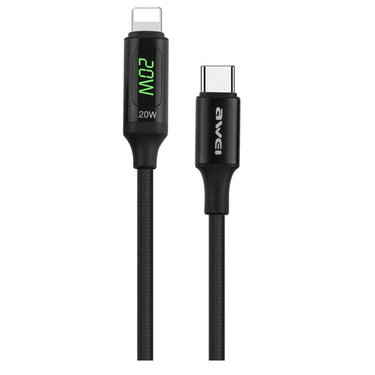 awei CL-123L 1m USB-C / Type-C to 8Pin Digital Display Data Fast Charging Cable - 2 in 1 Cable by awei | Online Shopping UK | buy2fix