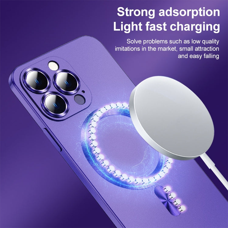 For iPhone 12 Pro Liquid Lens Protector Magsafe Phone Case(Dark Purple) - iPhone 12 / 12 Pro Cases by buy2fix | Online Shopping UK | buy2fix