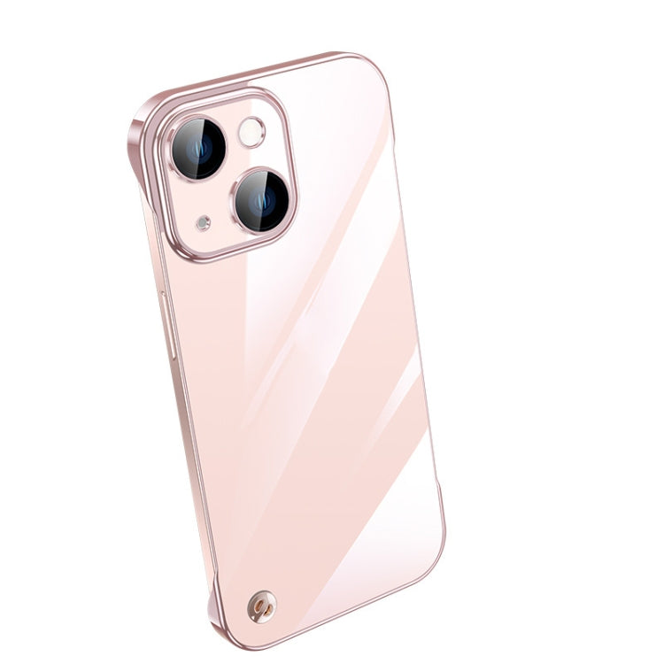 For iPhone 14 Electroplating Frameless Clear PC Phone Case(Pink) - iPhone 14 Cases by buy2fix | Online Shopping UK | buy2fix