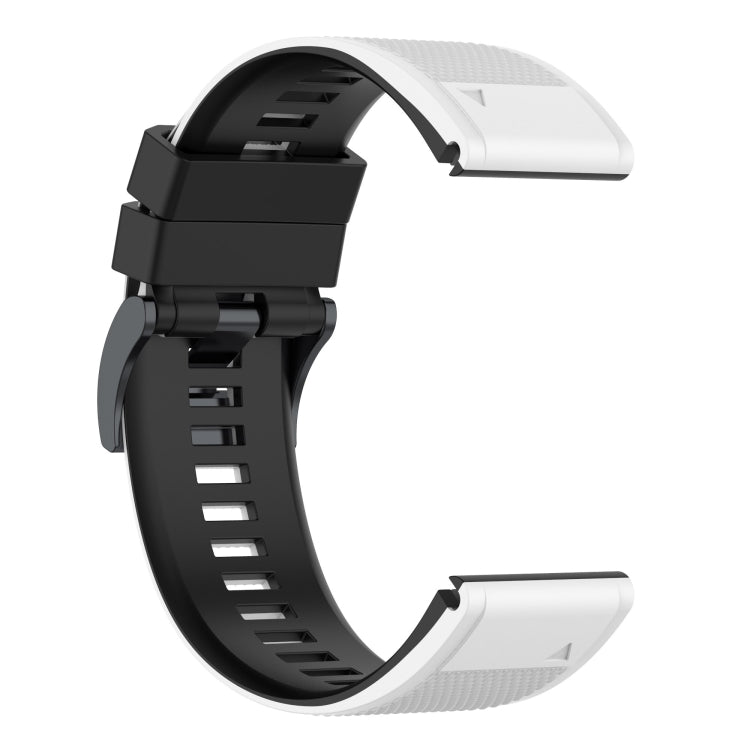 For Garmin Fenix 7X Two-color Silicone Watch Band(White Black) - Watch Bands by buy2fix | Online Shopping UK | buy2fix