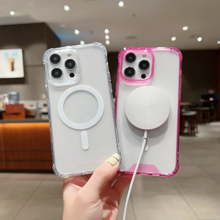 For iPhone 14 Plus High Transparent Acrylic MagSafe Shockproof Phone Case(Pink) - iPhone 14 Plus Cases by buy2fix | Online Shopping UK | buy2fix