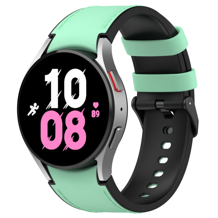 For Samsung Galaxy Watch5 44mm / 40mm Silicone Leather Black Buckle Watch Band, Size:L(Green) - Watch Bands by buy2fix | Online Shopping UK | buy2fix