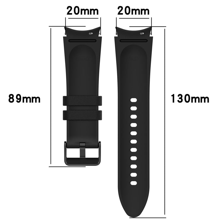 For Samsung Galaxy Watch5 44mm / 40mm Silicone Leather Black Buckle Watch Band, Size:L(Yellow) - Watch Bands by buy2fix | Online Shopping UK | buy2fix