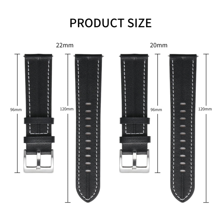 20mm Unusual Fluted Leather Watch Band(Grey) - 20mm Bands by buy2fix | Online Shopping UK | buy2fix