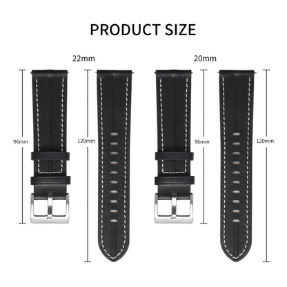 20mm Unusual Fluted Leather Watch Band(Coffee) - 20mm Bands by buy2fix | Online Shopping UK | buy2fix