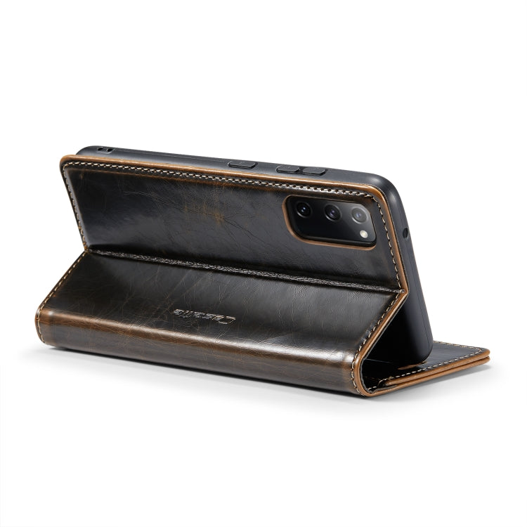 For Samsung Galaxy S20 FE CaseMe 003 Crazy Horse Texture Leather Phone Case(Coffee) - Galaxy Phone Cases by CaseMe | Online Shopping UK | buy2fix