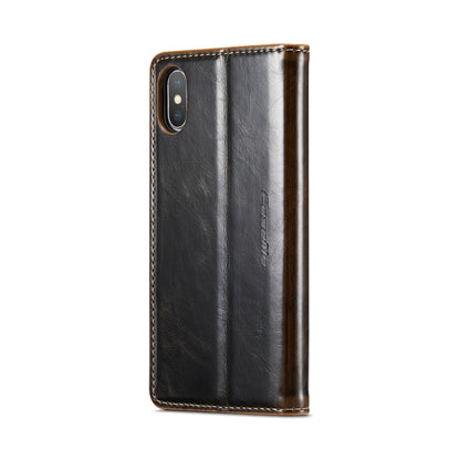 For iPhone XS CaseMe 003 Crazy Horse Texture Leather Phone Case(Coffee) - More iPhone Cases by CaseMe | Online Shopping UK | buy2fix