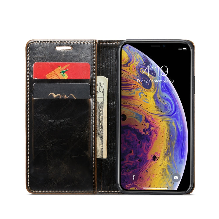 For iPhone XS CaseMe 003 Crazy Horse Texture Leather Phone Case(Coffee) - More iPhone Cases by CaseMe | Online Shopping UK | buy2fix