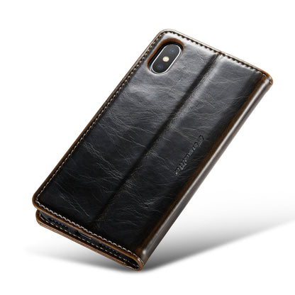 For iPhone XS CaseMe 003 Crazy Horse Texture Leather Phone Case(Coffee) - More iPhone Cases by CaseMe | Online Shopping UK | buy2fix