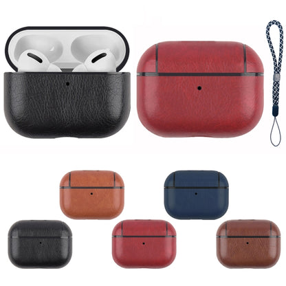 For AirPods Pro 2 Wireless Earphone Leather Shockproof Protective Case with Lanyard(Red) - For AirPods Pro 2 by buy2fix | Online Shopping UK | buy2fix