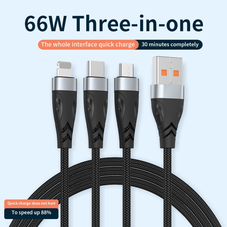 ADC-008 66W USB to USB-C/Type-C + 8 Pin + Micro USB 3 in 1 Fully Compatible Fast Charge Data Cable, Length:2m - Multifunction Cable by buy2fix | Online Shopping UK | buy2fix