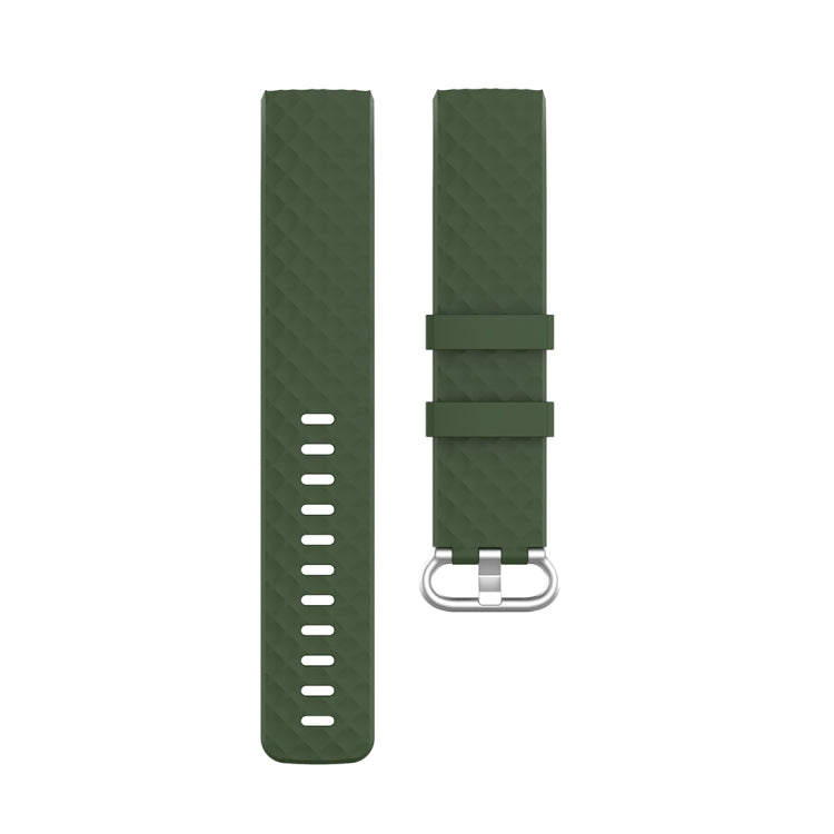 18mm Silver Color Buckle TPU Wrist Strap Watch Band for Fitbit Charge 4 / Charge 3 / Charge 3 SE, Size: L(Olive Green) - Watch Bands by buy2fix | Online Shopping UK | buy2fix