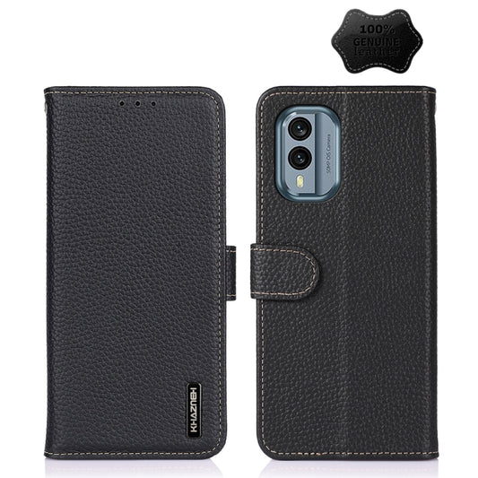 For Nokia X30 5G KHAZNEH Litchi Genuine Leather Phone Case(Black) - Nokia Cases by buy2fix | Online Shopping UK | buy2fix