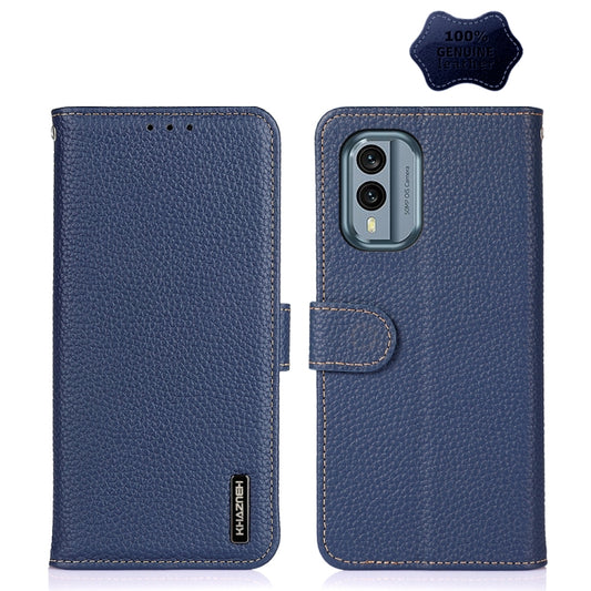 For Nokia X30 5G KHAZNEH Litchi Genuine Leather Phone Case(Blue) - Nokia Cases by buy2fix | Online Shopping UK | buy2fix