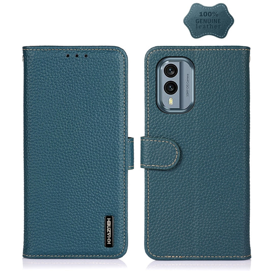 For Nokia X30 5G KHAZNEH Litchi Genuine Leather Phone Case(Green) - Nokia Cases by buy2fix | Online Shopping UK | buy2fix