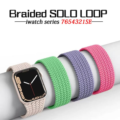 Nylon Single-turn Braided Watch Band For Apple Watch Ultra 49mm&Watch Ultra 2 49mm / Series 9&8&7 45mm / SE 3&SE 2&6&SE&5&4 44mm / 3&2&1 42mm, Length:135mm(Z Blue Green) - Watch Bands by buy2fix | Online Shopping UK | buy2fix