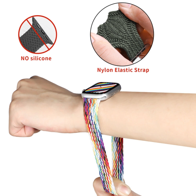 Nylon Single-turn Braided Watch Band For Apple Watch Ultra 49mm / Series 8&7 45mm / SE 2&6&SE&5&4 44mm / 3&2&1 42mm, Length:135mm(Z Black White) - Watch Bands by buy2fix | Online Shopping UK | buy2fix