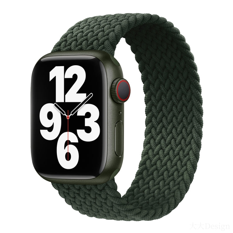 Nylon Single-turn Braided Watch Band For Apple Watch Ultra 49mm&Watch Ultra 2 49mm / Series 9&8&7 45mm / SE 3&SE 2&6&SE&5&4 44mm / 3&2&1 42mm, Length:145mm(Fir Green) - Watch Bands by buy2fix | Online Shopping UK | buy2fix