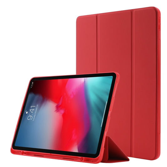 Skin Feel Pen Holder Tri-fold Tablet Leather Case For iPad Air 13 2024 / iPad Pro 12.9 2022 / 2021 / 2020 / 2018(Red) - iPad Pro 12.9 (2022/2021) Cases by buy2fix | Online Shopping UK | buy2fix