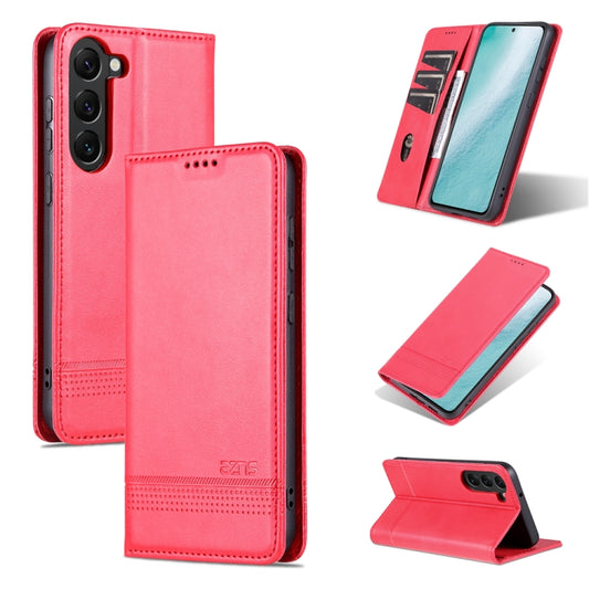 For Samsung Galaxy S23 5G AZNS Magnetic Calf Texture Flip Leather Phone Case(Red) - Galaxy S23 5G Cases by AZNS | Online Shopping UK | buy2fix