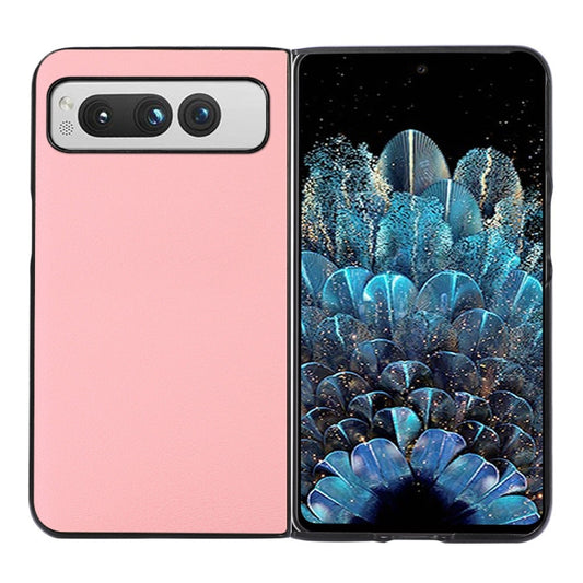 For Google Pixel Fold Two-color Litchi Texture PU Phone Case(Pink) - Google Cases by buy2fix | Online Shopping UK | buy2fix