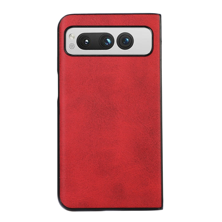 For Google Pixel Fold Two-color Calf Texture Shockproof Phone Case(Red) - Google Cases by buy2fix | Online Shopping UK | buy2fix