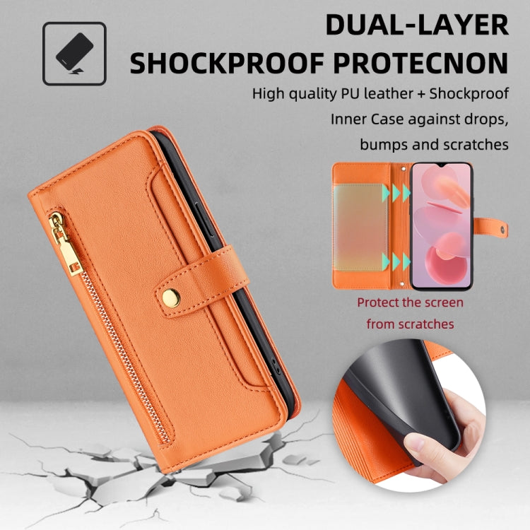 For Ulefone Note 12P Sheep Texture Cross-body Zipper Wallet Leather Phone Case(Orange) - Ulefone Cases by buy2fix | Online Shopping UK | buy2fix