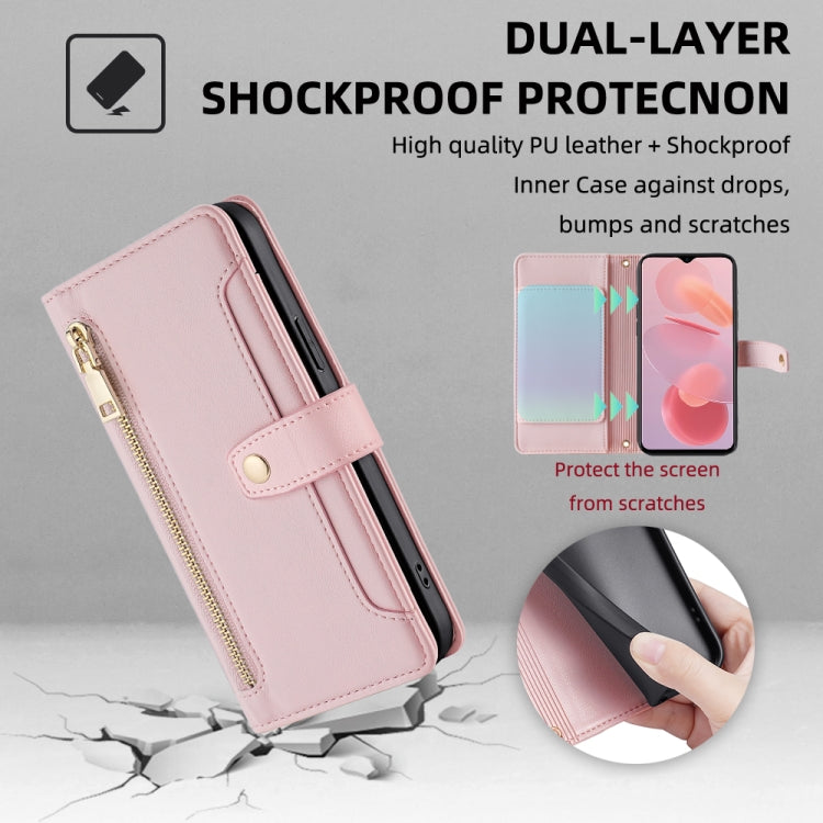 For Ulefone Note 12P Sheep Texture Cross-body Zipper Wallet Leather Phone Case(Pink) - Ulefone Cases by buy2fix | Online Shopping UK | buy2fix