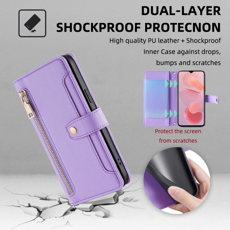 For Ulefone Note 12P Sheep Texture Cross-body Zipper Wallet Leather Phone Case(Purple) - Ulefone Cases by buy2fix | Online Shopping UK | buy2fix