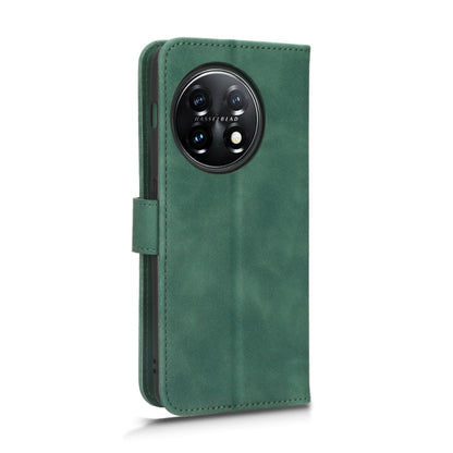 For OnePlus 11 Skin Feel Magnetic Flip Leather Phone Case(Green) - OnePlus Cases by buy2fix | Online Shopping UK | buy2fix