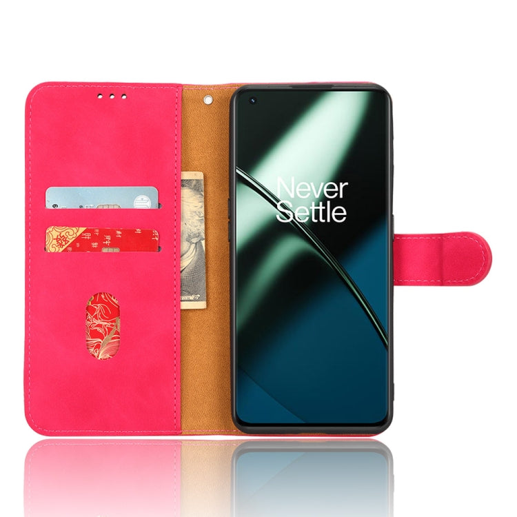 For OnePlus 11 Skin Feel Magnetic Flip Leather Phone Case(Rose Red) - OnePlus Cases by buy2fix | Online Shopping UK | buy2fix