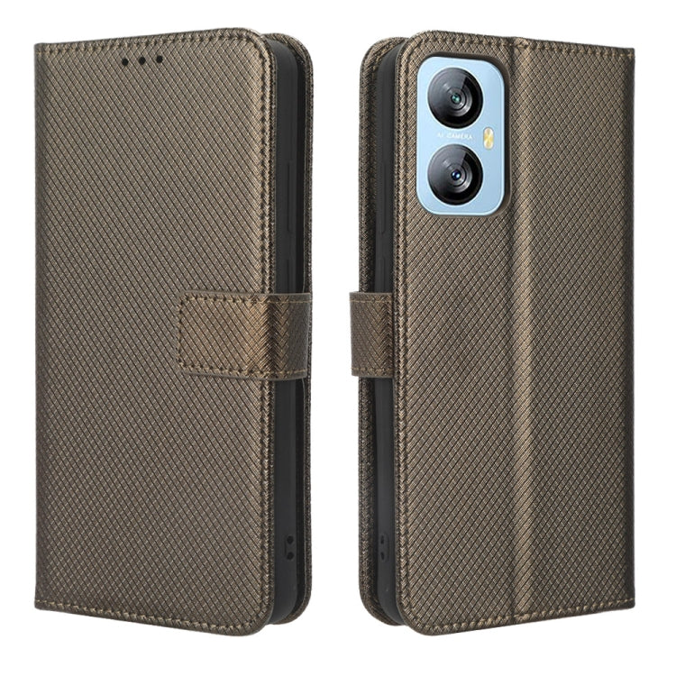 For Blackview A52 Diamond Texture Leather Phone Case(Brown) - More Brand by buy2fix | Online Shopping UK | buy2fix