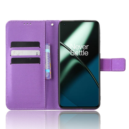 For OnePlus 11 5G Diamond Texture Leather Phone Case(Purple) - OnePlus Cases by buy2fix | Online Shopping UK | buy2fix