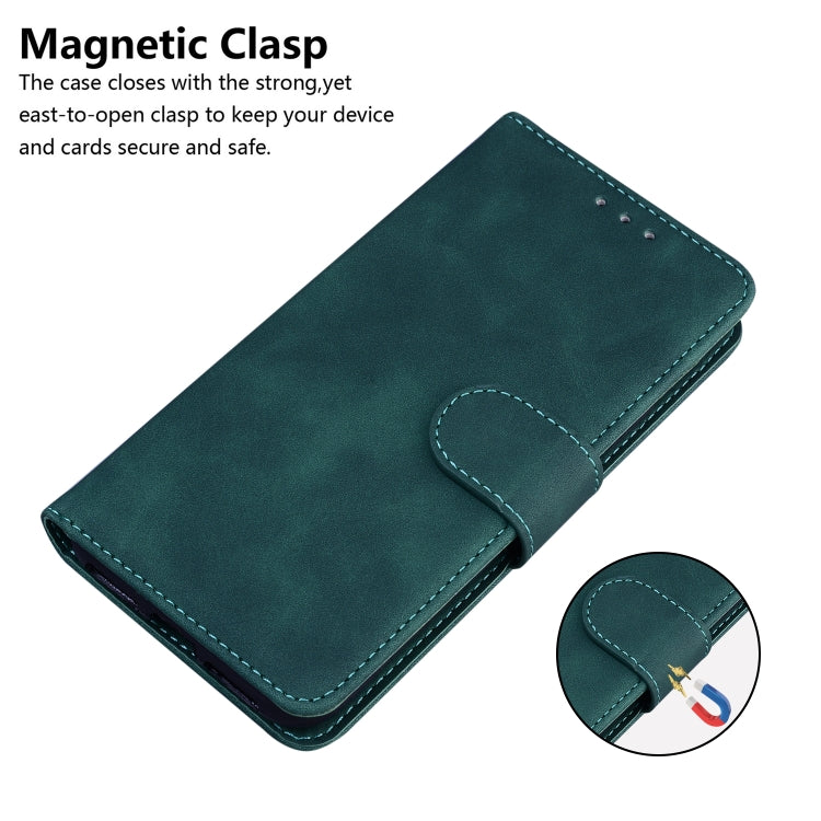 For OnePlus 11 Skin Feel Pure Color Flip Leather Phone Case(Green) - OnePlus Cases by buy2fix | Online Shopping UK | buy2fix