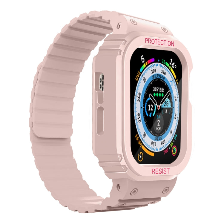 Silicone Integrated Frame Watch Band For Apple Watch Ultra 49mm(Pink) - Watch Bands by buy2fix | Online Shopping UK | buy2fix