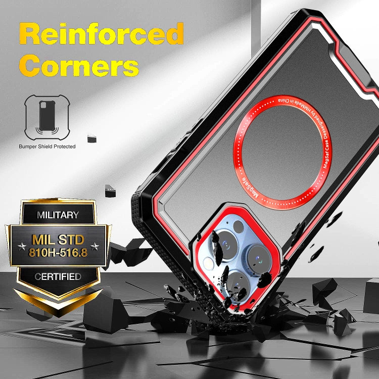 For iPhone 13 Pro Armour Two-color MagSafe Magnetic TPU + PC Phone Case(Black + Red) - iPhone 13 Pro Cases by buy2fix | Online Shopping UK | buy2fix