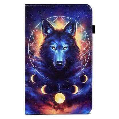 For Samsung Galaxy Tab A 10.1 2016 T580 Colored Drawing Stitching Elastic Band Leather Smart Tablet Case(Space Wolf) - Tab A 10.1 by buy2fix | Online Shopping UK | buy2fix