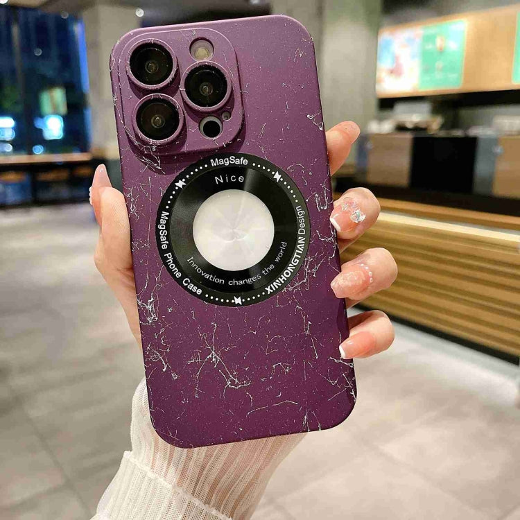 For iPhone 12 Pro Marble Pattern MagSafe PC Phone Case(Purple) - iPhone 12 / 12 Pro Cases by buy2fix | Online Shopping UK | buy2fix